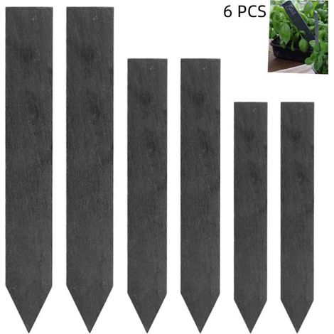 6 etichette riutilizzabili per piante, etichette da giardino resistenti alle intemperie, etichette per piante in stile ardesia per aiuole e frutteti, nere, 10 x 2 cm, 15 x (1/5)