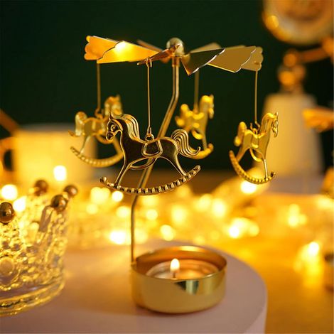 Bougeoir tournant carrousel pour fête des Mères, anniversaire, Noël, Saint-Valentin. (1/5)