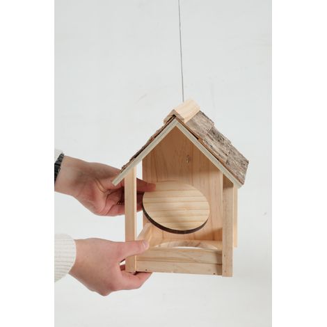 Mangeoire Cup Castor 3 en 1 , toit en bois, pour oiseaux - zolux (1/5)