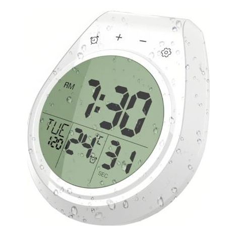 Wasserdichte digitale Duschuhr, Küchenwanddekoration, Anzeige von Temperatur, Datum und Wochentag, Temperatur-/Frischtemperaturschalter, Countdown-Timer, Saugnapfhaken (1/5)