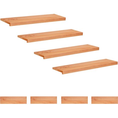 Marches d'escalier d'intérieur en bois de hêtre massif verni 90 x 25 cm lot de 8 pièces (1/5)