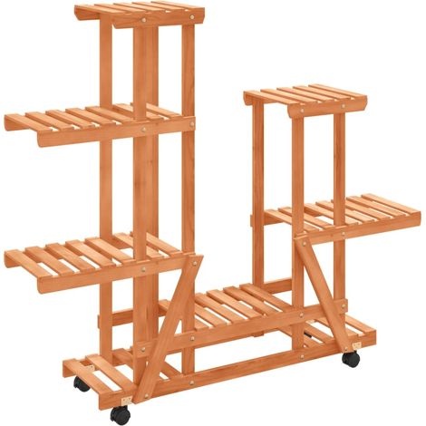 Jardinière,Support à fleurs avec roues 95x25x101 cm bois massif de sapin CFW38501 (1/5)