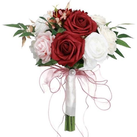 Romantischer Brautstrauß, künstlicher Blumenstrauß für die Hochzeit, Brautstrauß zum Halten in der Hand. (1/4)