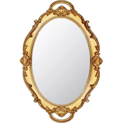 Miroir Mural Ovale décoratif Vintage 37 x 25 cm (Doré) (1/5)