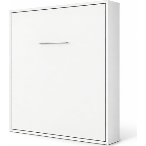 Les Tendances – Lit escamotable vertical 140x190 cm – Ouverture assistée par pistons à gaz – Structure en tube d’acier renforcé – Matelas mousse 18 cm inclus (1/5)