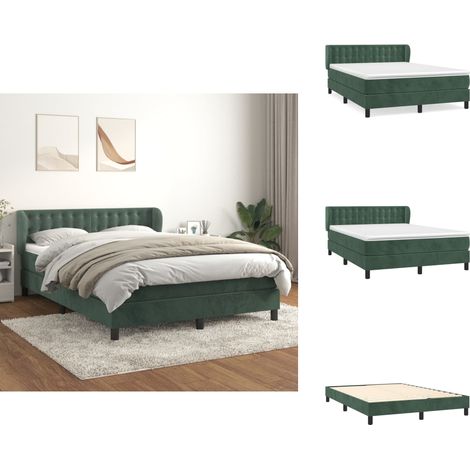 Boxspringbett mit Matratze Dunkelgrün 140x200 cm Samt - Samtbett - Boxspringbett - Doppelbett - Bettenrahmen - Luxusbett (1/5)