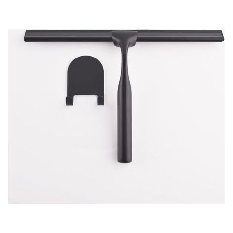 Duschabzieher aus Edelstahl mit starkem Saugnapfhaken für Badezimmer, Küche, Spiegel, Auto, Fenster und Glas, 25,4 cm, Schwarz.