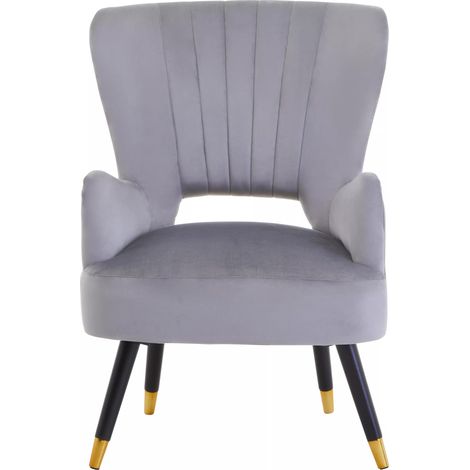 Interiors by Premier Grey Velvet Cut Out Back Chair, Sturdy Support Homebase Chair, Built to Last Velvet Desk Chair (1/5)