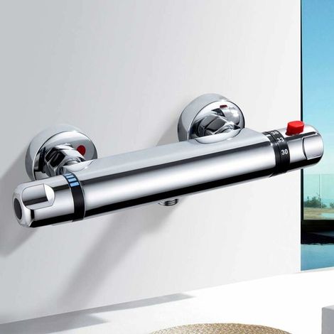 Mitigeur thermostatique de douche mitigeur thermostatique de douche, thermostat de robinet de douche thermostatique de douche avec réglage de la température et du débit avec bouton de sécurité à 38 °C (1/5)