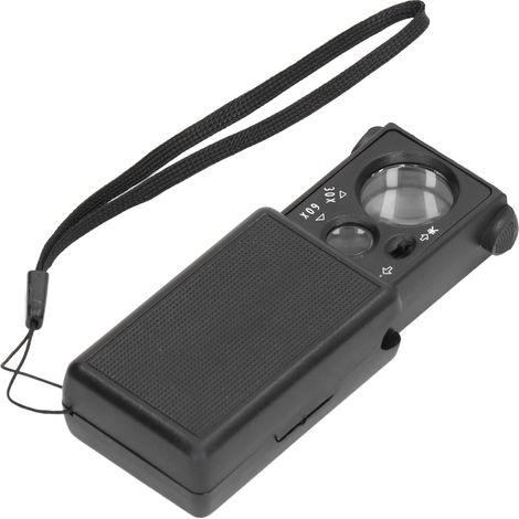 Loupe à bijoux escamotable, 30X/60X, lentille en verre optique avec lumière LED, loupe pour la détection de contrefaçons. (1/5)