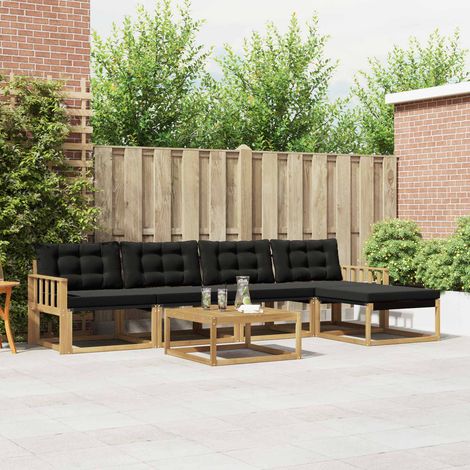 vidaXL Outdoor-Sofagarnitur 6 pcs Weiß und Schwarz (1/5)