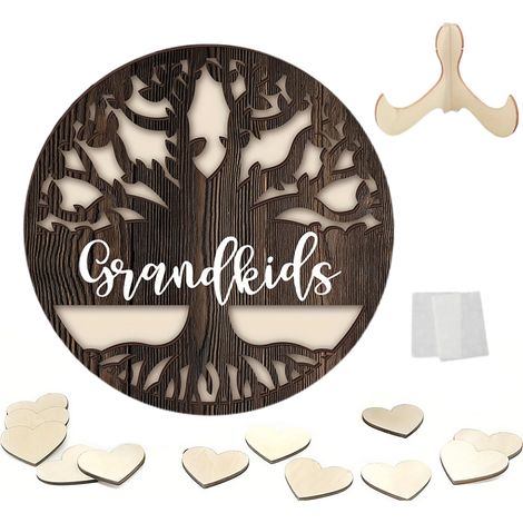 Soavoa Décoration Murale en Bois, Couronne de Fête Indépendance, Support de Bague, Cadre Famille Grandkids, Cadeau Personnalisé pour Mariage et Maison (1/4)