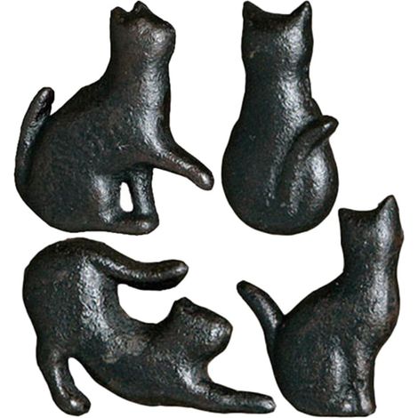 Lot de 4 Poignées de Meubles en Fer Forme Chat Vis, Design Mignon et Facile à Installer, Accessoires Décoratifs pour Porte D'armoire et Tiroir (1/5)