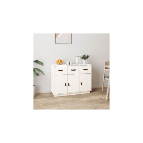 Buffet Blanc 100x40x75 Bois massif de pin (1/5)