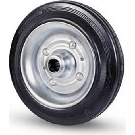 Valsecchi 19511 Ruota Industriale Sfusa Gomma Piena 80 Shore A diametro 225 mm foro 20 mm portata 250 Kg colore Nero