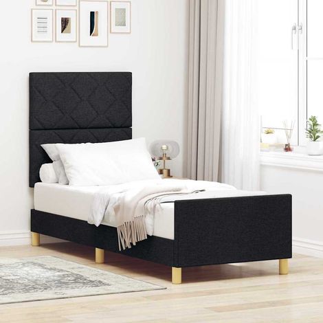 Struttura del letto con testiera Nero 80 x 200 cm Tessuto vidaXL (1/5)