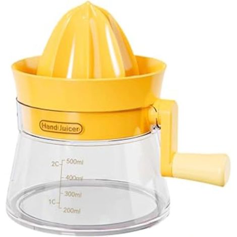 Presse-agrumes manuel avec mécanisme à engrenage - Avec filtre en acier inoxydable - Pour jus d'orange, citron, pamplemousse, cuisine facile à nettoyer - Jaune (1/5)