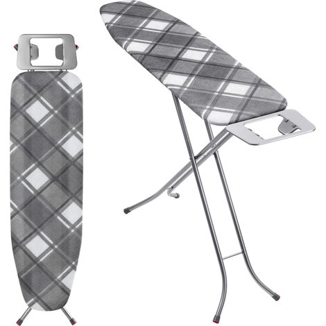 KADAX Tabla de planchar para generador de vapor, tabla plegable con funda de algodón, soporte para plancha integrado y pies antideslizantes (114 x 34 cm, gris) (1/5)