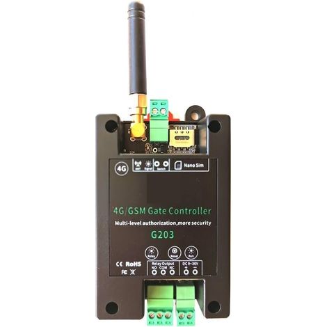 Kit d'ouvre-portes automatiques Ouvre-porte de porte 2G 4G interrupteur de relais télécommande accès de porte ouvre-porte sans fil par appel SMS commande pour accessoires de portail coulissant ( Color (1/5)