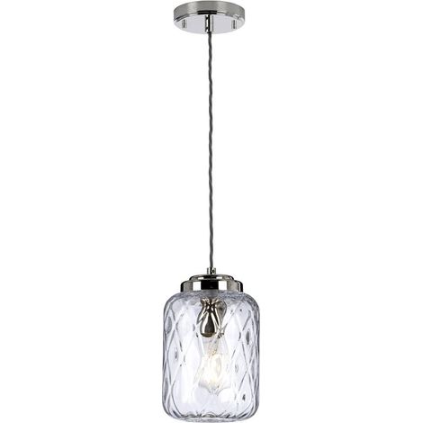 Suspension nickel poli verre clair Sola E27 60W Elstead (1/5)