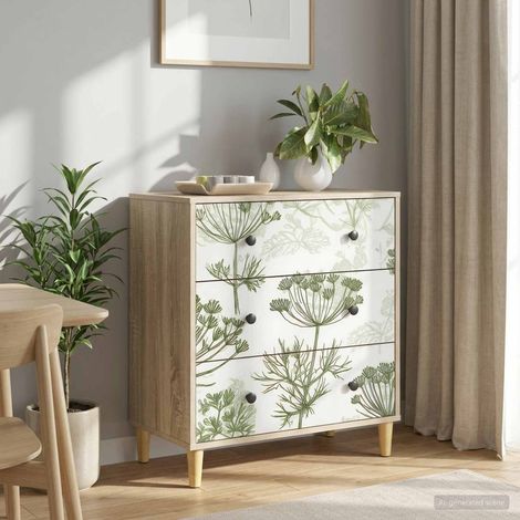 vidaXL Commode GOTHA Impression d'arbre vert 66 x 36,5 x 75 cm Sonoma (1/5)