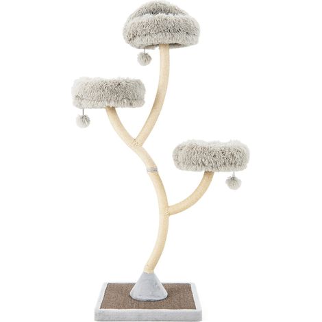 Albero per gatti alto 178cm con telaio in metallo pali e tavoletta tiragraffi in sisal Torre per gatti Grigio (1/4)