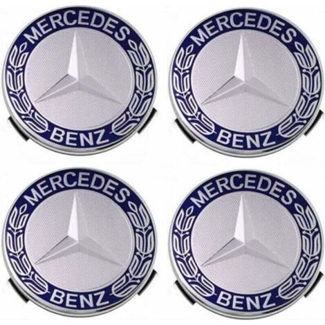 Lot de 4 cache-moyeux 75 mm pour Mercedes Benz – Plastique ABS – Installation facile et esthétique améliorée – Couleur bleue (1/5)