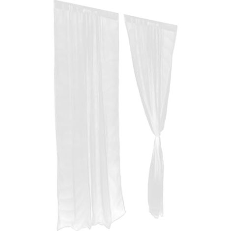 Rideau Voilage Style Ferme Rustique 2 Pièces Blanc en Polyester (1/5)