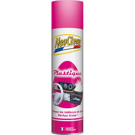 Nettoyant plastiques finition brillante - parfum fraise - aérosol de 300ml - Ce produit de marque NEOCLEAN est neuf.