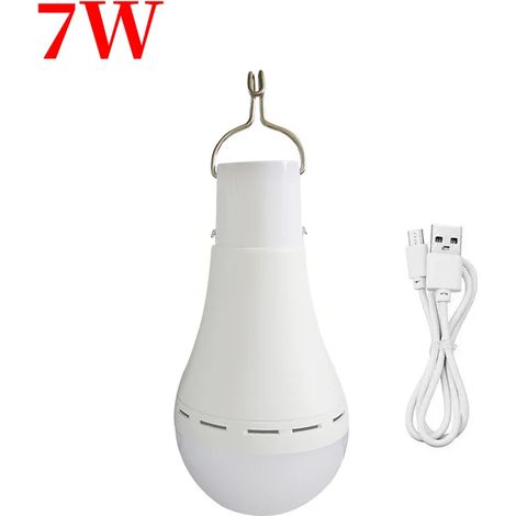 Ampoule solaire LED étanche (7 W uniquement), rechargeable par USB, à suspendre, pour une utilisation intérieure et extérieure. (1/5)
