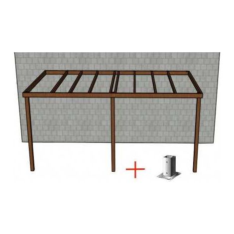 Sud Bois – Carport adossé en douglas traité naturel 3m x 5m – Structure légère avec supports – Hauteur 2.4m – Quincaillerie incluse