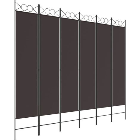 Divisorio a 6 Pannelli Marrone 240x200 cm in Tessuto vidaXL