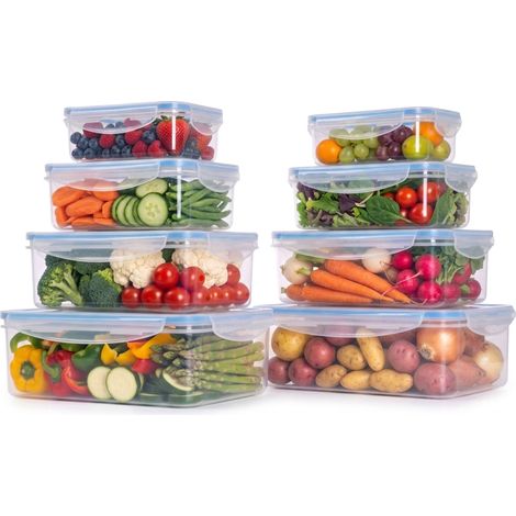 Ensemble de 8 boîtes hermétiques pour l'organisation de la maison, dans la cuisine et sur le plan de travail, adaptées au stockage quotidien des ingrédients.-AquaForge (1/5)