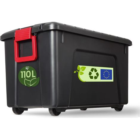 Iris Ohyama, Malle de Rangement plastiques résistante, 110L, Unité, Noir, SIA-110