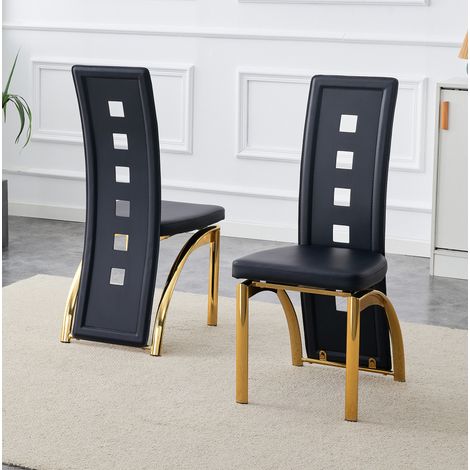 MEUBLIV Chaises de salle à manger 2 pièces noires – dossier ajouré moderne (1/5)