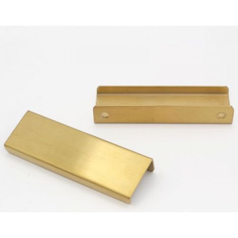 Poignée de meuble de cuisine, poignée dorée encastrée, poignée de porte cachée en alliage d'aluminium, 2 pièces, distance du trou 96 mm (1/5)