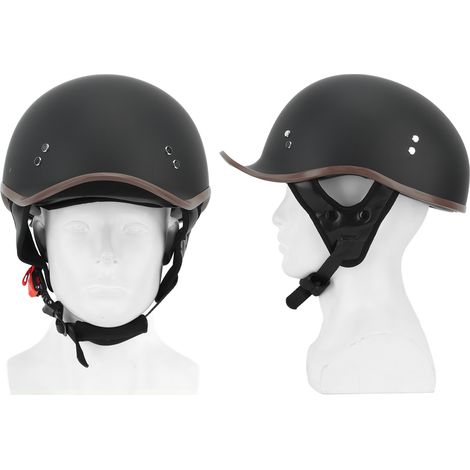 Demi-casque de moto avec visière solaire, en ABS hygroscopique et profilé, pour homme et femme, style Warp Tail, noir mat, taille L (58-59 cm). (1/5)