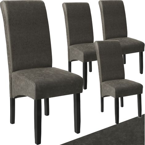 Ensemble de 4 chaises salle à manger cuir synthétique gris marbré