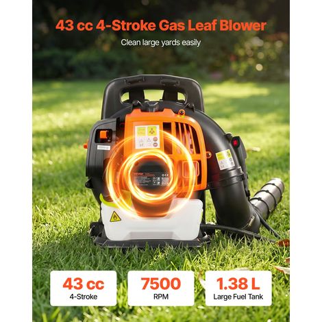 Souffleur Feuille Thermique 2 Temps 43 cm³ Souffleur Feuilles à Dos, pour Entretien Pelouse Jardin Allée Nettoyage Automnal Neige P… (1/5)