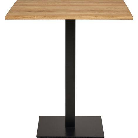 Tavolo bistrot Lignano in rovere naturale con base in metallo nero 70x70x75 cm