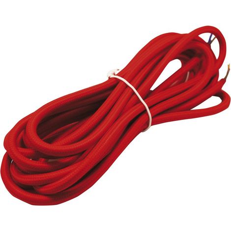 Cavo elettrico tessile 2 x 0,75 mm in rotolo da 5 m rosso