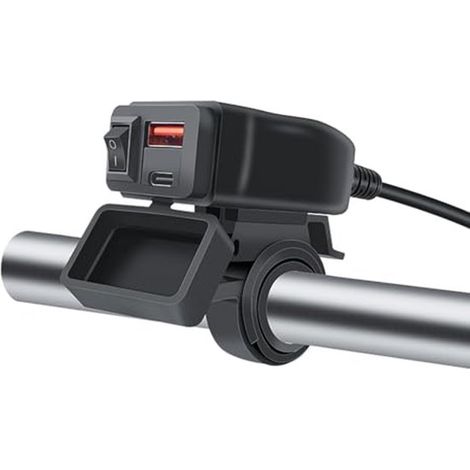 Cargador USB para motocicleta de 48 W con certificación IP65, 2 puertos y conmutador – Ideal para viajes y actividades al aire libre. (1/5)