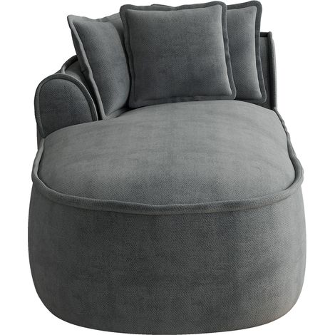 Canapé méridienne gauche en chenille avec coussins, canapé moderne salon, gris (1/5)