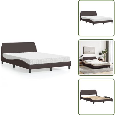 Letto con testata - vidaXL Letto con Materasso Dover Marrone Scuro 120x200cm Tessuto - Letto in tessuto