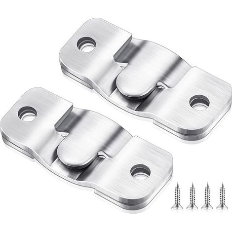 Support de Montage Encastré Dissimulé, 4 Pièces, Supports de Verrouillage Mural pour Tête de Lit Encastré Robuste, Support de Clip en Acier Inoxydable Z pour Photos, Miroirs (1/5)