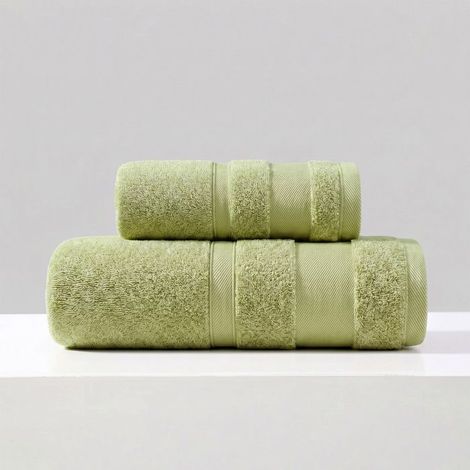 Ensemble de deux grandes serviettes de bain en pur coton, ultra douces, très absorbantes et à séchage rapide. - Vert - 70 x 140 cm (1/4)