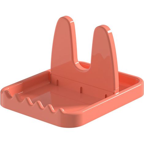 Support pliable pour couvercles de casseroles, porte-cuillères en plastique, organiseur de cuisine pour fourchettes, spatules, couvercles de poêles, étagère à vaisselle rose (1/5)