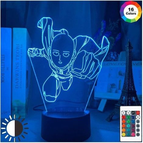 One Punch Man Saitama Figurine LED Night Light Lamp for Home Decoration Cool Manga Shop Decor Ideas 3D Table Light (1/5)