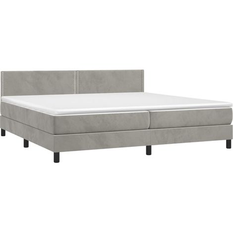 Cadre de lit LED avec sommier tête de lit matelas surmatelas 200x200 cm tissu velours gris clair TDL0207767