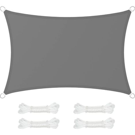 ACKERMAN – Voile d'ombrage rectangulaire 2 x 3 m, hydrofuge 665 mm, polyester anti-déchirure, protection UV 93 %, 4 cordes de 2 m, gris anthracite (1/5)